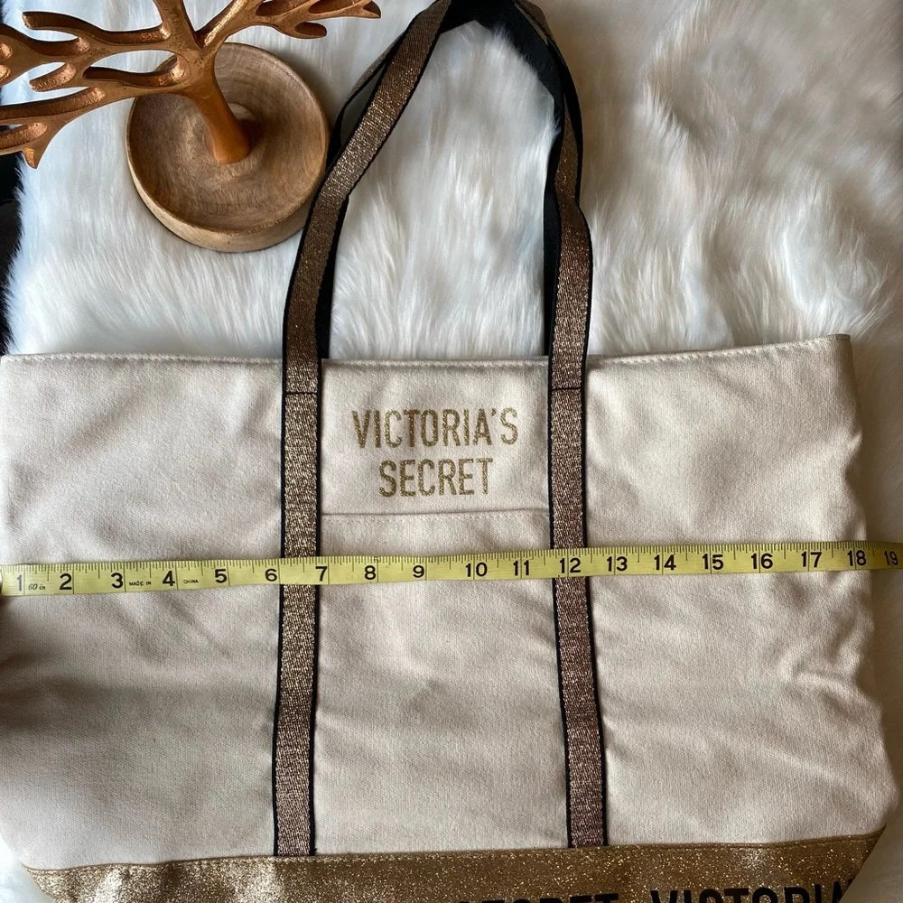 NWT Victoria Secret Gold and Black Tote Bag - Picture 7 of 13